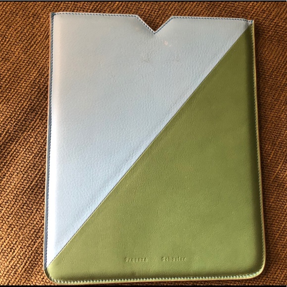 Auth Proenza Schouler Blue Green Leather Case EUC - Picture 1 of 13